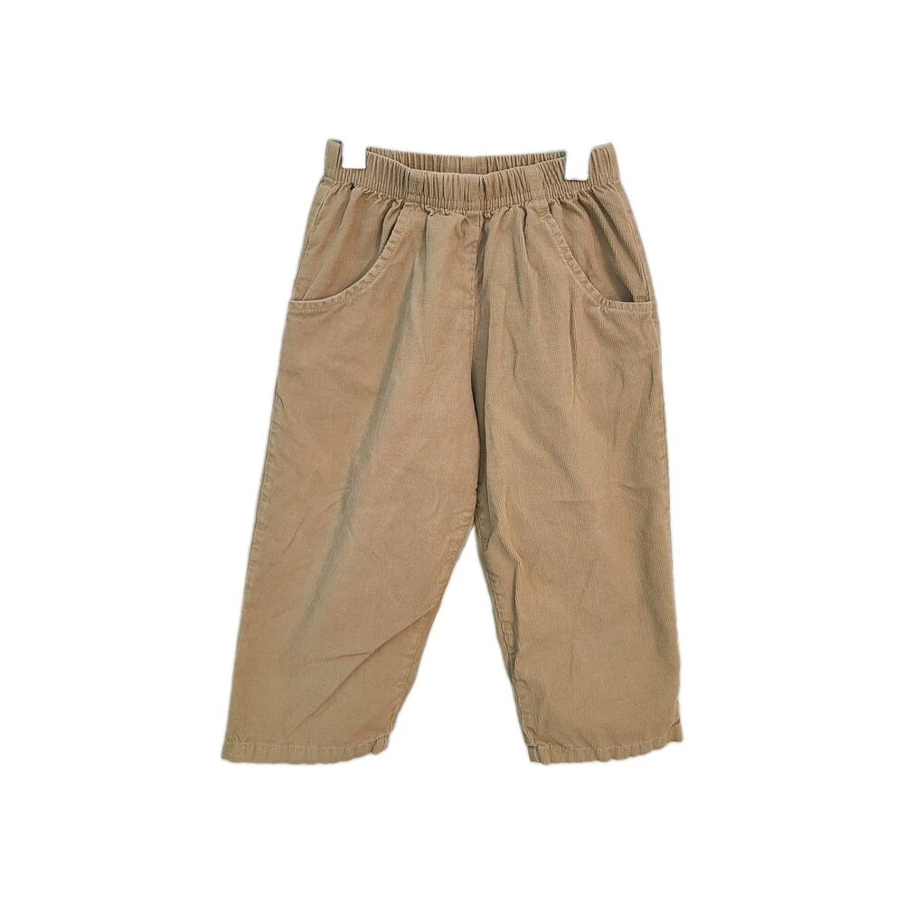 LUIGI Kids Sand Corduroy Pants Unisex 3T Elastic Waist Pockets Casual Retro Cozy